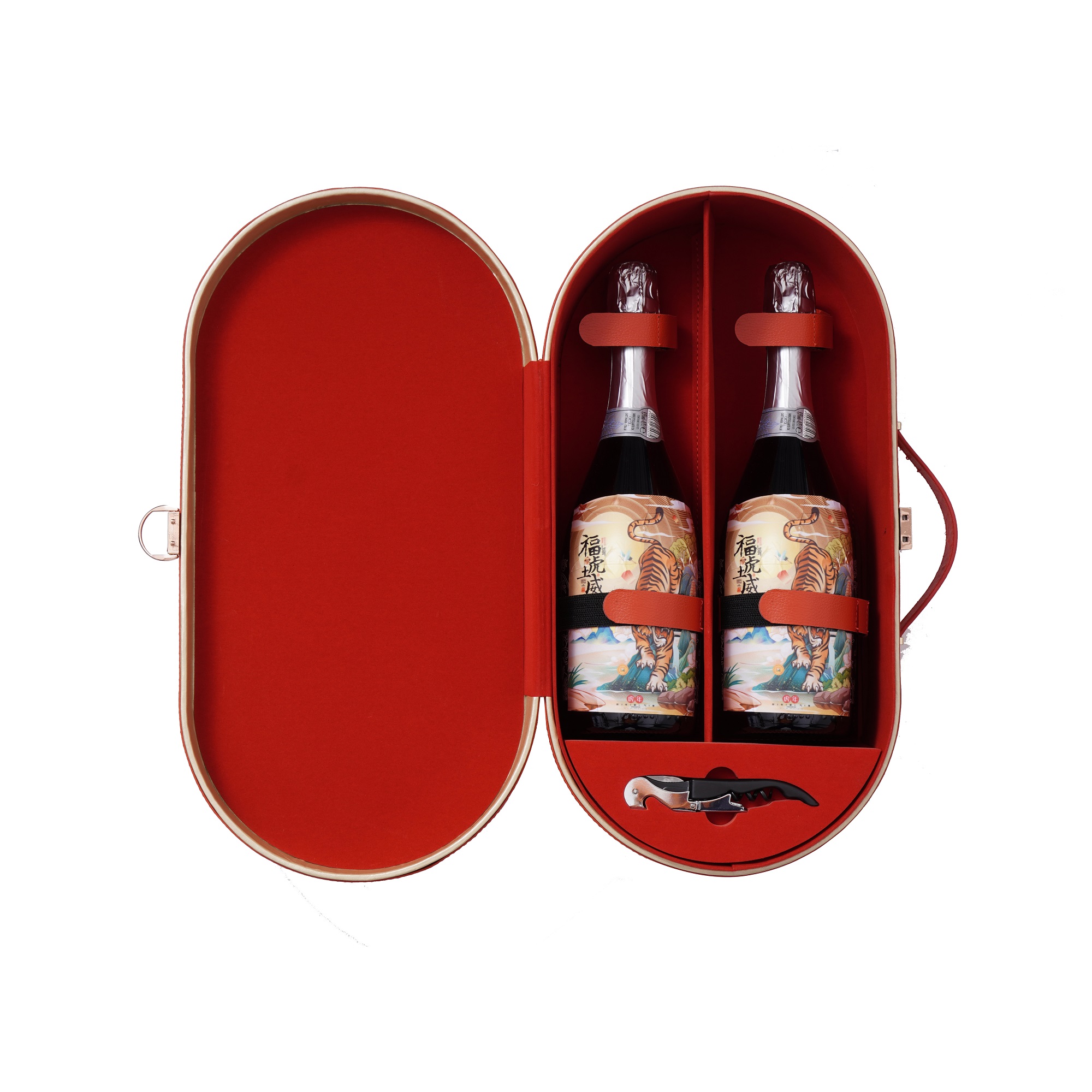 圆梦双支红酒皮盒